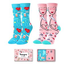 PRICES MAY VARY. DOCTOR SOCKS: Medical socks for women. Express your appreciation for those who keep us well, while remembering to take care of yourself too! SIZE & PACKAGE: Our unisex design fits most men's US size 6-13 feet and most women's US size 7 and up. Each exclusive gift box contains 2 pairs of funny socks. QUALITY MATERIAL: Our novelty socks are made of 80% cotton, 15% polyamide and 5% elastane to ensure they are soft, comfortable, stretchy and breathable. They won't fade and are machi Nurse Money, Nurse Compression Socks, Medical Socks, Nurse Socks, Doctor Graduation Gift, Funny Nurse Gifts, Nursing Books, Medical Student Gift, Medical Gifts