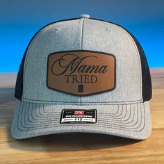 MAMA TRIED Funny Leather Patch Hat. Specifications: 🧢 Richardson original 112 trucker; adjustable for the perfect fit 🎩 60/40 cotton/polyester blend for comfort 📏 One size fits most 🏷️ Expertly laser engraved leatherette patch design 📦 Ships in 2 to 3 business days from our Orlando Studio Care Instructions: 🚫 Do not wash; spot clean only Please Note: 🌈 Colors may vary from photos based on your viewing screen. Hat Patches Ideas, Hat With Leather Patch, Leather Patches On Hats, Leather Hat Patch Ideas, Leather Hat Patch, Creek Ideas, Orlando Studios, Mama Tried, Hat Bar