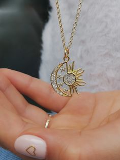 Sun Moon Star Necklace, Moon And Sun Pendant, Sun Moon Pendant, Sun Pendant Gold, Moon And Sun Necklace, Necklace Sun And Moon