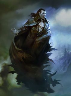 a digital painting of a man in a cloak flying through the air with his arms outstretched