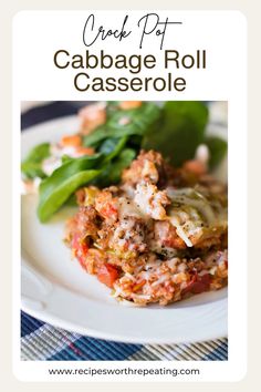 Plate filled with cabbage roll casserole being served.