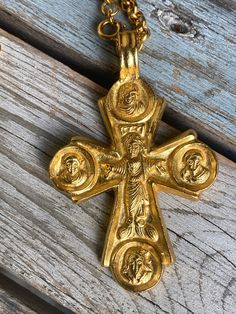 Goldtone MMA Alva Museum Replica Chain measures 36" Cross 3" x 2" Byzantine Cross, Byzantine Jewelry, Brooch Pin, Brooches, Gold Tones, Ships, Chain, Gold