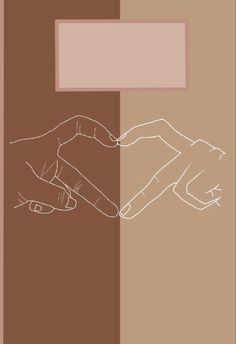 two hands are touching each other in front of a brown and tan background with a white rectangle