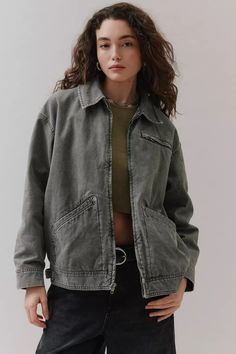 BDG Daniel Canvas Jacket | Urban Outfitters Jacket Outfit Women, Canvas Jacket, Workwear Jacket, Small Chest, New Wardrobe, Jeans For Sale, Outerwear Women, Jacket Outfits, Pretty Outfits