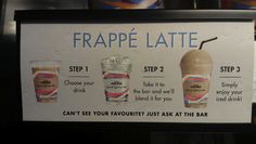 a sign with instructions on how to drink frappe latte