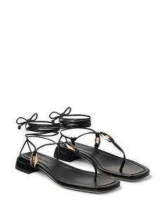 Jimmy Choo Onyxia Leather Sandals - Farfetch Jimmy Choo Sandals, Leather Ring, Iconic Bags, Van Cleef Arpels, Summer Beach Wear, Flat Boots, Fine Earrings, Sandals Black, Ballet Flat Shoes