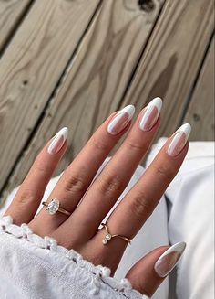 Wedding nails hailey bieber nails french tip Bieber Nails, Wedding Nails French, Minimal Nails, Dipped Nails, Classy Nails