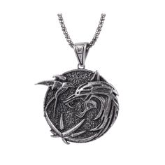 PRICES MAY VARY. Viking Necklace for Men: The wolf represents strength, bravery, loyalty, wisdom and freedom in norse mythology, viking wolf head necklace will bring you power and luck. Quality Witcher Medallion Necklace: The wolf necklace for men is made of high quality Zinc Alloy material, sturdy and durable, nickel free and lead free, antique silver finish is scratch resistance, not easy to rust or tarnish, comfortable to wear. Witcher Necklace Size: Wolf pendant is approx 5 x 5cm/ 1.97inch, Wizard Necklace, Witcher Medallion, Wolf Pendant Necklace, Wolf Necklace, Wolves Pendants, Vintage Pendant Necklace, Exotic Jewelry, Wolf Jewelry, Viking Necklace