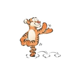 a drawing of a cartoon tigger jumping in the air with his legs spread out