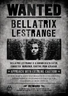 a wanted poster for the release of bellatrix's new album, let it be strange