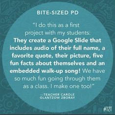 a blue circle with the quote bite - sized pd for tests, i dedicated the first five minutes to let students hold their test