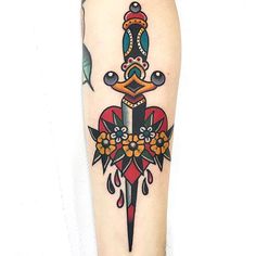 Traditional Dagger, Backpiece Tattoo, Sacred Heart Tattoos, Traditional Tattoo Inspiration, Tattoo Filler, Tattoos Mandala, Tattoo Magazine, Traditional Tattoo Sleeve, Old School Tattoo Designs