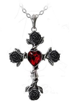 Gothic Things, Alchemy Gothic Jewelry, Alchemy Jewelry, Heart Cross Necklace, Alchemy Gothic, Singing Monsters, Crucifix Necklace, Crystal Heart Necklace, Swarovski Crystal Hearts