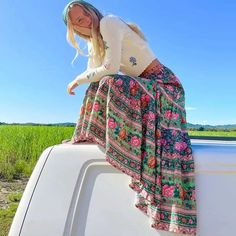 Cassidie Boho Floral Prints Maxi Skirt Hippie Rock, Maxi Skirts Summer, Comfortable Skirts, Hippie Skirts, Maxi Rok, Estilo Hippie, Maxi Skirt Boho, Womens Maxi Skirts, Long Skirts For Women