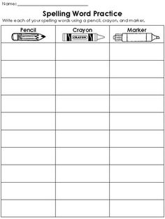 the spelling word practice sheet is shown with arrows and pencils on top of it