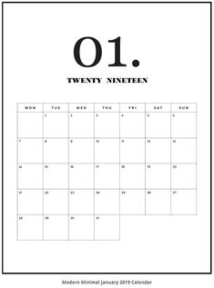 a black and white calendar with the number one twenty nine on it's page