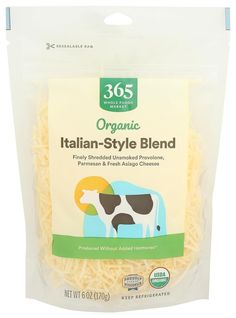 organic italian - style shredded cheese, 350 g / 1 5 kg bag by 365 naturals