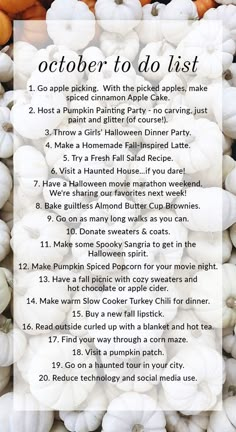 a list with pumpkins and other things to do