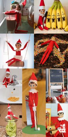 there are many pictures of elfs in the kitchen