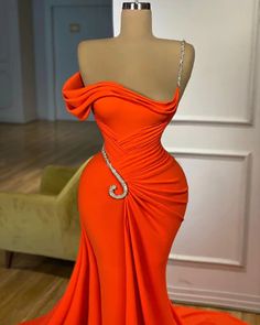 Prom Dresses With Ruffles, Orange Evening Dresses, Mermaid Prom Gown, Dresses With Ruffles, Two Piece Evening Dresses, Mermaid Gown Prom, Dinner Dress Classy, Mermaid Evening Gown, Prom Dresses Gowns