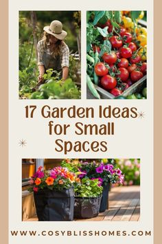 garden ideas for small spaces with text overlay