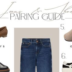 Rebecca Gerry | Affordable Fashion on Instagram: "Jeans + Shoe Pairing Guide 

One of the most asked questions in my DMs is about what shoes pair best with certain style jeans. So here is a little visual guide to help. 🫶🏻

Be sure to follow me before you request the link or IG may not send it through to you. 

Comment “GUIDE” to get all the links sent to your DMs. 

Be sure to follow @clothedingraceblog for daily affordable outfit inspiration. 

#styletips #styleguide #howtowear #howtostyle #tipsandtricks #fashiontips #tips #denimguide #denimandshoeguide #denimandshoepairing #howto" Most Asked Questions, Style Jeans, Shoes With Jeans, Affordable Clothes, Affordable Fashion, Style Guides, Outfit Inspirations, My Style