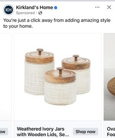 three wooden containers with lids on them are shown in an instagram post for kirlind's home