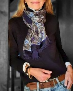 Square Scarf Outfit, Desk At Home, Stylish Outfits For Women Over 50, Scarf Trends, Ways To Wear A Scarf, Silk Square Scarf, My Desk, Fashion Attire, Winter Mode