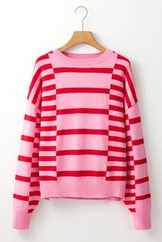 Introducing our Pink Stripe Bubble Sleeve Drop Shoulder Ribbed Trim Sweater. Made with a comfortable drop shoulder design and stylish pink stripes, this sweater is perfect for any occasion. The bubble sleeves add a trendy touch while the ribbed trim provides a flattering fit. Stay warm and fashionable with this must-have piece. Size Chart (CM) Sizes Bust Hem_Width Shoulder Sleeve_Length Length Relax Relax Relax Relax Relax S 110 94 58.5 51 57 M 116 100 61.5 51 59 L 122 106 64.5 51 61 XL 130 114 Neck Details, Swimwear Tankini, Dress Clip, Bubble Sleeve, Long Crop Top, Denim Coat Jacket, Shoulder Design, Plus Size Lingerie, Plus Size Swimwear