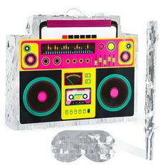 an old fashion boombox shaped ornament is shown in front of a white background