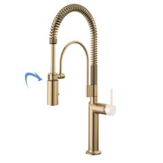 the brass faucet is shown with an arrow pointing to it's left side