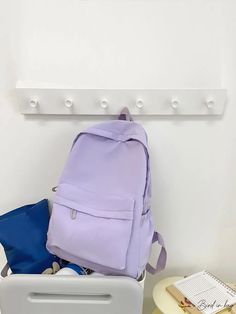 BirdinBag - Versatile School and College Backpack - Sleek and Functional Large Capacity Purple Bag For Back To School, Back To School Large Capacity Purple Bag, Purple Shoulder Backpack For School, Purple Bags With Large Capacity For Study, Casual Purple Shoulder Bag For Students, Solid Color Backpack Shoulder Bag For School, Casual Purple Bags For Back To School, Casual Purple Shoulder Bag For Back To School, Purple Large Capacity Backpack For Study