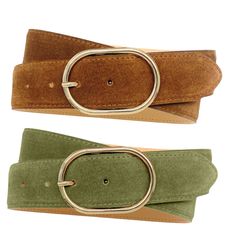 Elegant leather belt made from fine suede. Ladies' belt with oval gold buckle. The belt width is approx. 4.0 cm (about 1.57 inches), making it ideal for jeans. A special feature of this belt is the soft and natural nubuck leather lining. It is purely vegetable-tanned and is very comfortable to wear as well as being durable. Nubuck is a type of leather in which the surface is lightly sanded to create a velvety texture. Belt length - very simple: To make the perfect belt, we only need your waist s Belt Styling, Belt Gold Buckle, Ladies Belt, Belt With Gold Buckle, Womens Leather Belt, Custom Belt, Belt Gold, Beautiful Belts, Belt Length