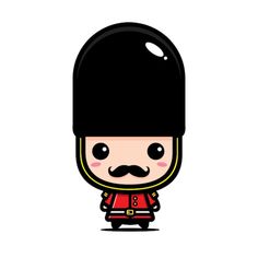 a cartoon character wearing a black helmet and red pants with a mustache on his head