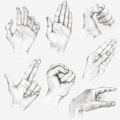 hand gestures drawn in pencil on white paper