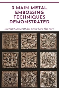 an image of metal embossing techniques that are being used to make decorative tiles