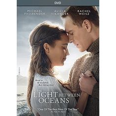 the light between oceans on blu with an image of a man and woman embracing each other