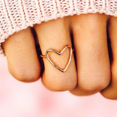 Halo Jewelry, Heart Silhouette, Open Heart Ring, Heart Band, Gold Heart Ring, Pura Vida Bracelets, Dainty Gold Rings, Silver Heart Ring, Hollow Heart