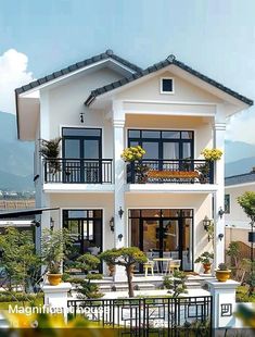 Spanish Balcony, Balconies Ideas, House With Stairs, House Structure Design, Small House Blueprints, Best Modern House Design, Classic House Exterior, Small House Design Exterior, Modern Bungalow House