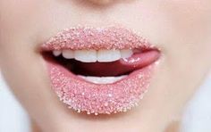 DIY lip scrub: 1/2 teaspoon of brown or white sugar  1/2 teaspoon of honey  1/2 teaspoon of olive oil  a pinch of powdered cinnamon    Mix ingredients together in small bowl or even on the palm of your hand.  Using your index finger, rub on dry lips gently, in small circular motions.  Scrub for 2-3 minutes.  Wipe with a warm washcloth.  Apply chap stick/lip balm to lock in moisture.  Uses once-twice per week Natural Lip Scrub, Lip Balm Stick, Sugar Lips