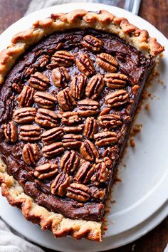 Toffee Chocolate Pecan Pie Recipe  Ingredients  - 1 unbaked pie crust (9 inches) - 1 cup pecan halves - 1 cup semi-sweet chocolate chips - 1/2 cup toffee bits - 3/4 cup corn syrup - 1/2 cup brown sugar - 1/4 cup unsalted butter, melted - 3 large eggs - 1 teaspoon vanilla extract - 1/4 teaspoon salt  Full Cooking Instructions on... Toffee Pie Recipe, Toffee Pie, Brown Sugar Pie, High Protein Foods List, Pecan Halves, Dutch Apple Pie Recipe, Toffee Chocolate, Toffee Recipe