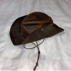 Outback Hat Western Style Leather Cowboy Hat In Brown Color With Suede Strap / Unisex Made In Australia Leather Cowboy Hats, Outback Hat, Cowboy Hat, Western Style, Western Fashion, Brown Color, Cowboy Hats, Accessories Hats, Cowboy