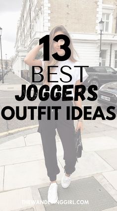 Wondering what to wear with joggers? This post shows you 13 incredibly nice jogger outfit ideas to wear in the summer, spring, fall, and winter. Whether you want to wear black jogger outfits, white jogger outfits, casual jogger outfits, jogger outfits for work, or wide leg joggers, this post will give you all the inspiration you need! What To Wear With Joggers Casual, Casual Work Outfits Joggers, Outfits With Leather Joggers, Sweatshirt With Joggers Outfit, Flannel With Joggers Outfit, Casual Tracksuit Outfit, Cute Sweatpants Outfit Fall, What To Wear With Black Joggers Casual, White Joggers Outfit Winter