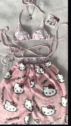 Hello Kitty Aesthetic Grunge Outfits, Matching Hello Kitty Outfits, Pijamas Hello Kitty, Cute Bras Aesthetic, Hello Kitty Lingerie, Hello Kitty Ropa, Hello Kitty Bathing Suit, Pijama Aesthetic, Hello Kitty Outfit Aesthetic