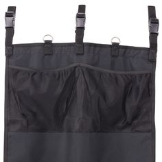 a black bag with two straps hanging from it's side and the bottom section open