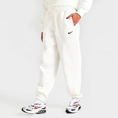 Nike Women's Fleece High Waisted Oversized Fit Sweatpants Us 1x Color: White Plush Fleece With A Smooth Exterior And Brushed Interior Ribbed Elastic Waistband Has An Elongated Design And Exposed Drawcord Embroidered Swoosh Logo Branding Side Hand Pockets Store Small Items Like Cash And Your Phone 80% Cotton, 20% Polyester Oversized Fit Machine Wash The Nike Sportswear Phoenix Fleece Oversized Jogger Pants Are Imported. Get All The Cozy Vibes In The Women's Nike Sportswear Phoenix Fleece Oversize Nike Oversized Fit Sweatpants, Phoenix Nike Sweatpants, Jogging Bottoms Nike, Pantalon Nike Large, Nike Sportswear Phoenix Fleece Pants, Nike White Joggers, White Nike Sweatpants, Nike Fleece Sweatpants, Nike Pants For Women