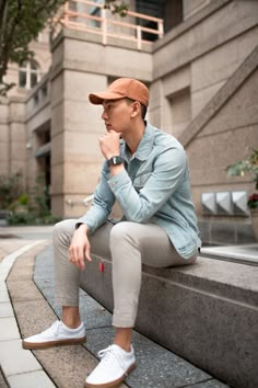 Outfits With Ball Caps, Hat Outfit Men, Street Casual Men, Khakis Outfit