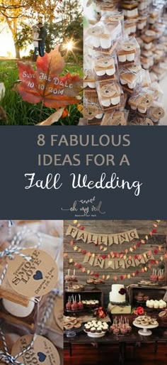 a collage of photos with the words fabulous ideas for a fall wedding on them