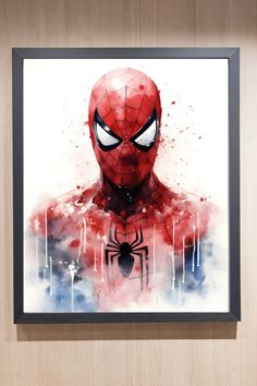 a spider - man painting hanging on the wall