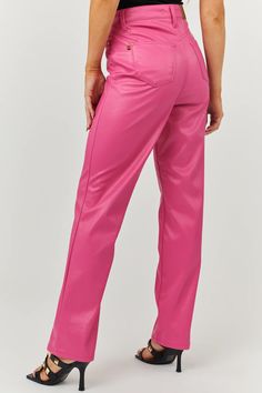 Judy Blue Pink Faux Leather Tummy Control Straight Pants | Lime Lush Judy Blue Jeans, Faux Leather Pants, Trendy Clothes For Women, Straight Pants, Quality Fashion, In Hot, How To Feel Beautiful, Boutique Clothing, Online Boutique